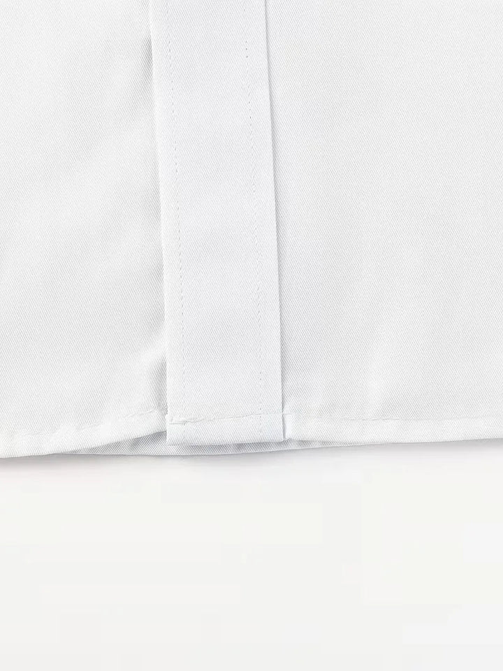 Smartcasual herenoverhemd met lange mouwen en mandarijnkraag, comfortabel en elegant voor vrije tijd.