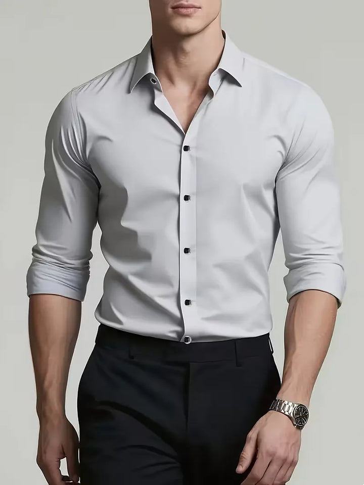 Wit slim fit herenoverhemd met mandarijnkraag, een veelzijdige en stijlvolle keuze voor elke outfit.
