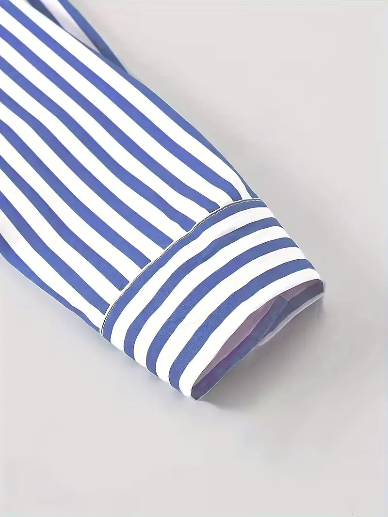 Heren overhemd met lange mouwen, verticale strepen, perfect voor een stijlvolle, moderne man.