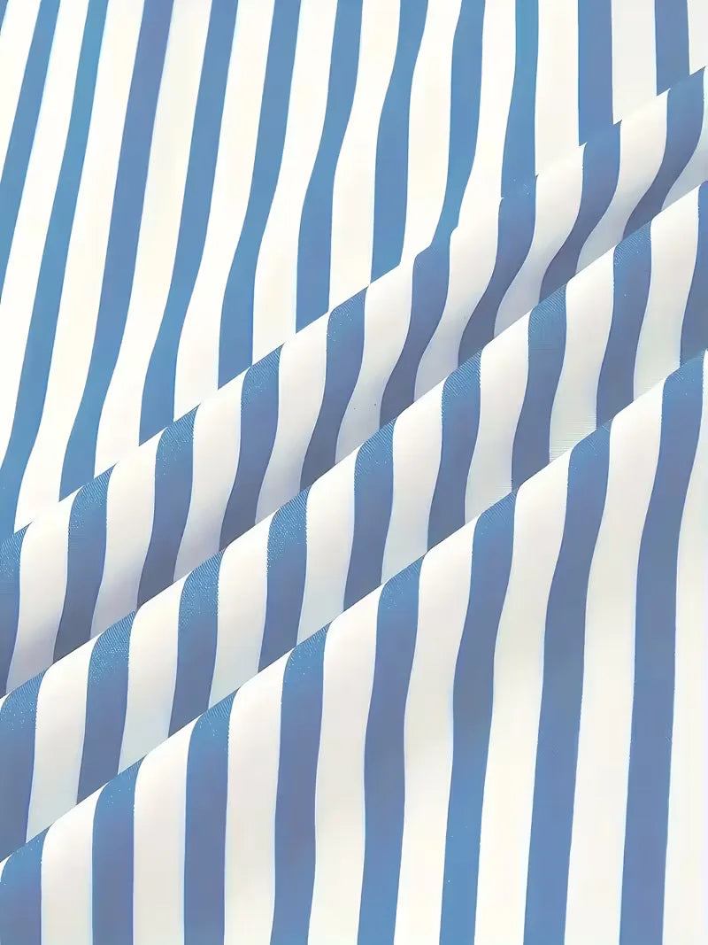 Zakelijk casual heren overhemd met verticale strepen en comfortabele lange mouwen.