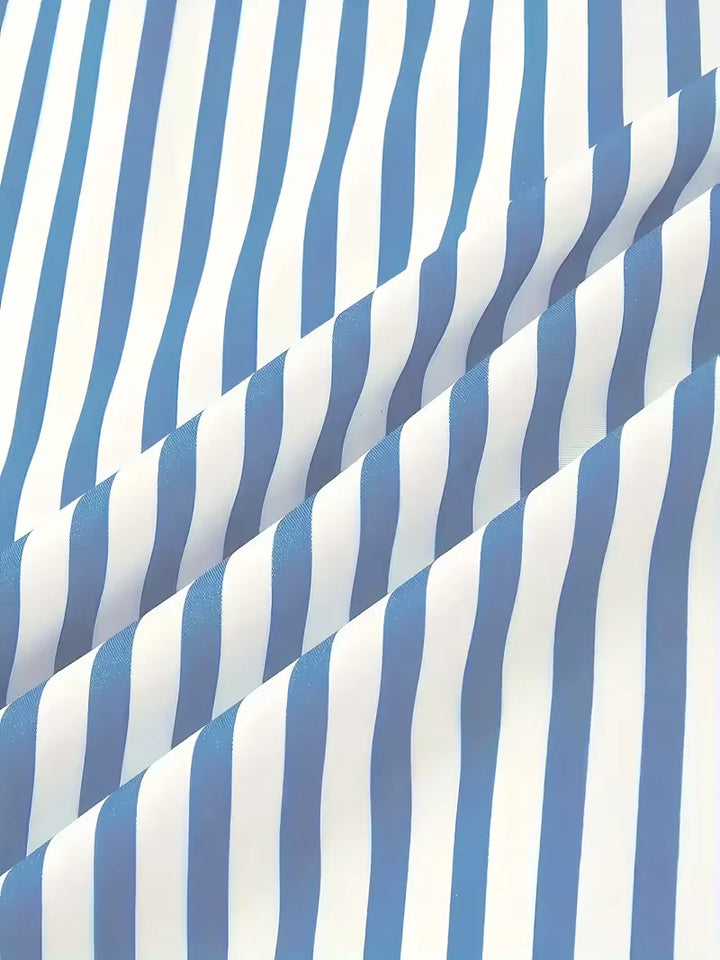Zakelijk casual heren overhemd met verticale strepen en comfortabele lange mouwen.