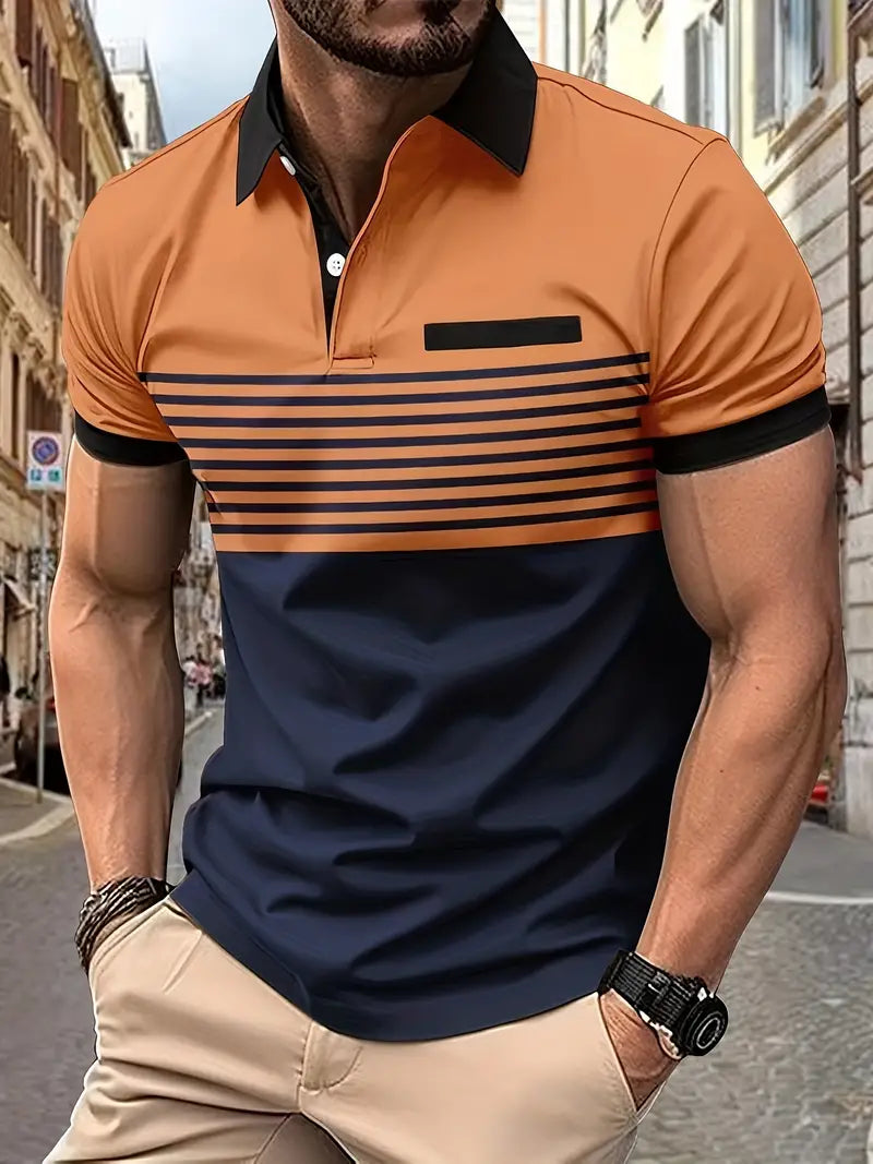 Comfortabel heren poloshirt van katoenmix, gestreept design, ideaal voor sportieve mannen.