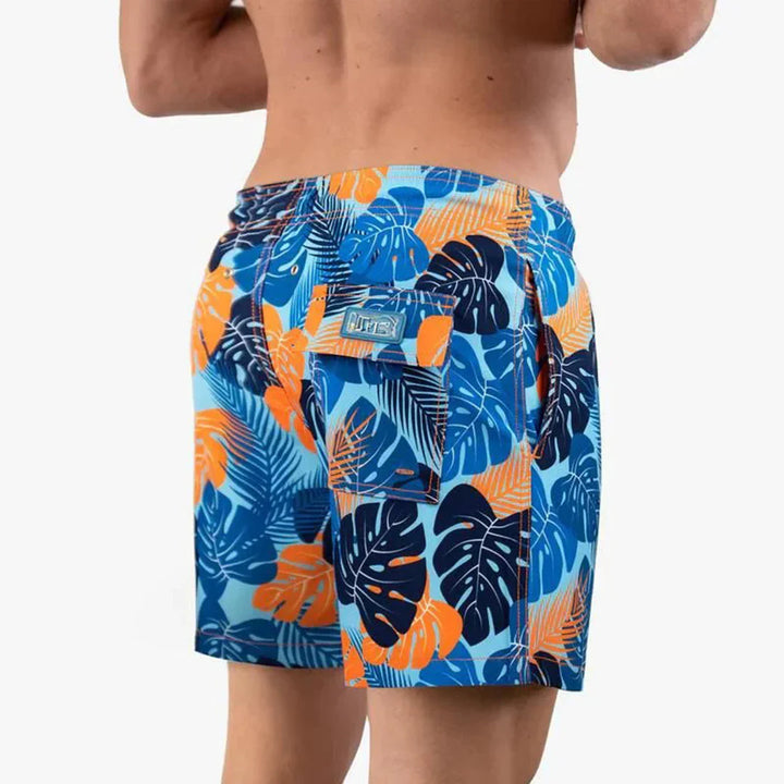 Trendy heren zwembroek met grafische print, een echte blikvanger op het strand