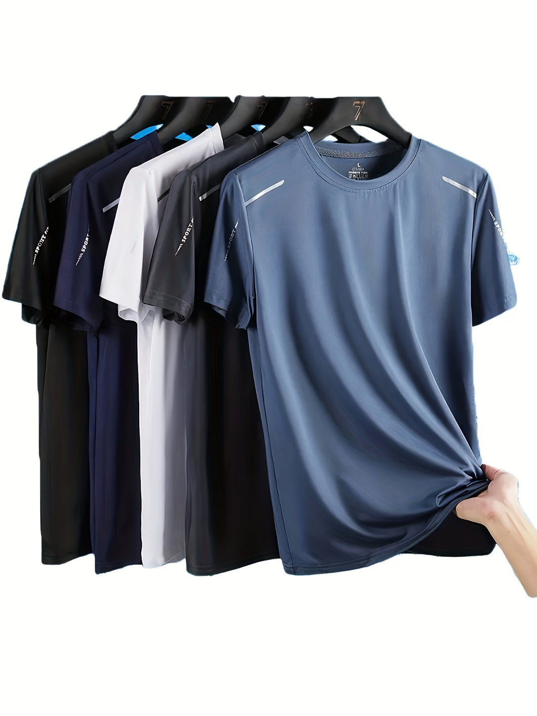 "Heren sport T-shirts 5-pack sneldrogend ademend, diverse kleuren, ideaal voor sportieve activiteiten, regular fit"