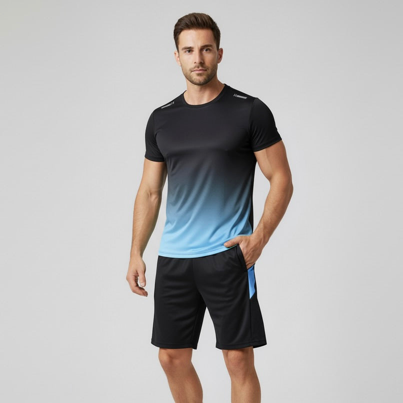 Functioneel heren joggingpak, geschikt voor hardlopen en actieve buitentraining.
