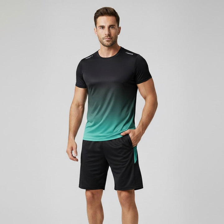 Trendy heren sportkleding set met optimale bewegingsvrijheid voor prestaties.