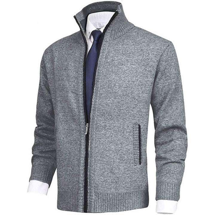 Gedetailleerde stoftextuur van een heren comfort vest met rits, bovenkleding kwaliteit
