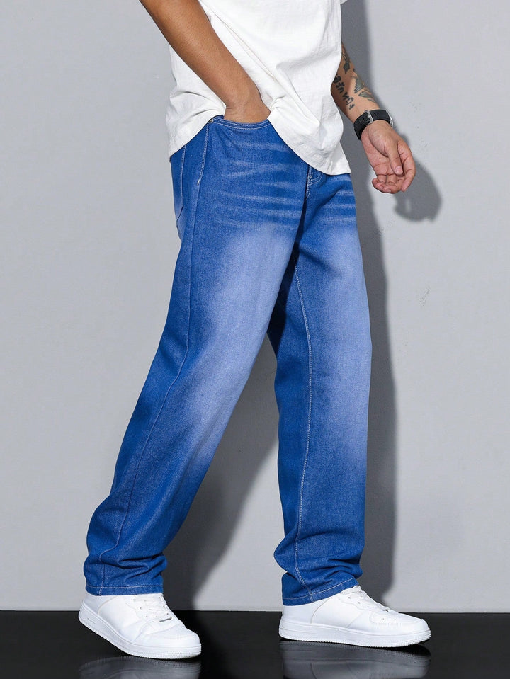 Duurzame blauwe straight fit herenbroek Evan. Stevige denim jeans met comfortabele pasvorm.