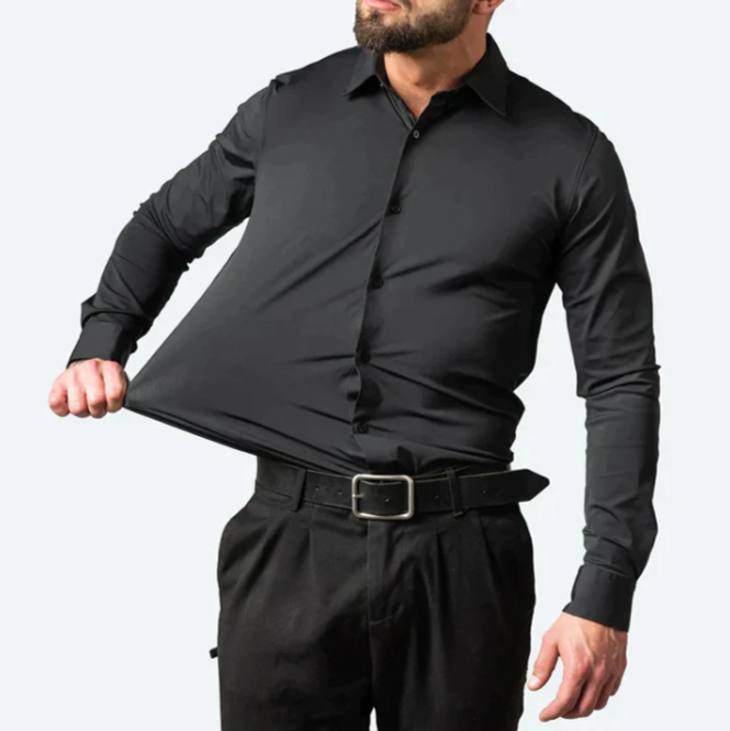 Heren stretch overhemd met lange mouwen, comfortabel en flexibel. Ideaal voor smart casual looks.