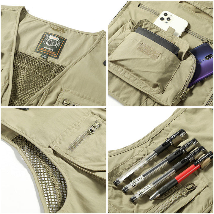 Robuust heren vest met meerdere zakken, geschikt als tactisch, outdoor of vrijetijds utility vest.