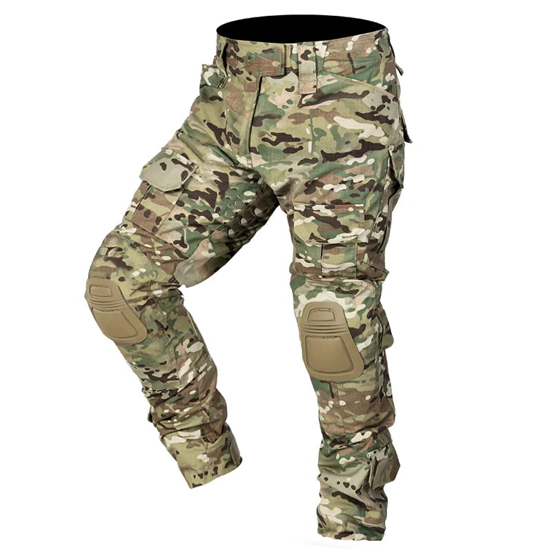 Zwarte heren tactische cargo broek, ontworpen voor comfort en functionaliteit met kniebescherming, werkbroek.