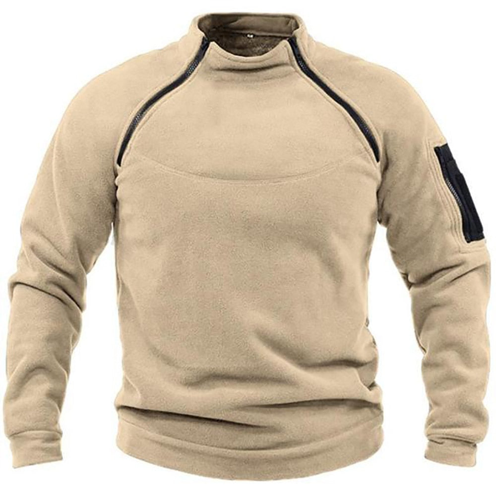 Functionele tactische heren trui in zwart, duurzame afwerking. Ideaal voor outdoor wintercomfort.