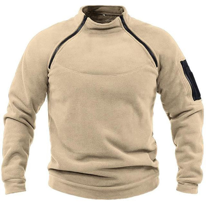 Functionele tactische heren trui in zwart, duurzame afwerking. Ideaal voor outdoor wintercomfort.