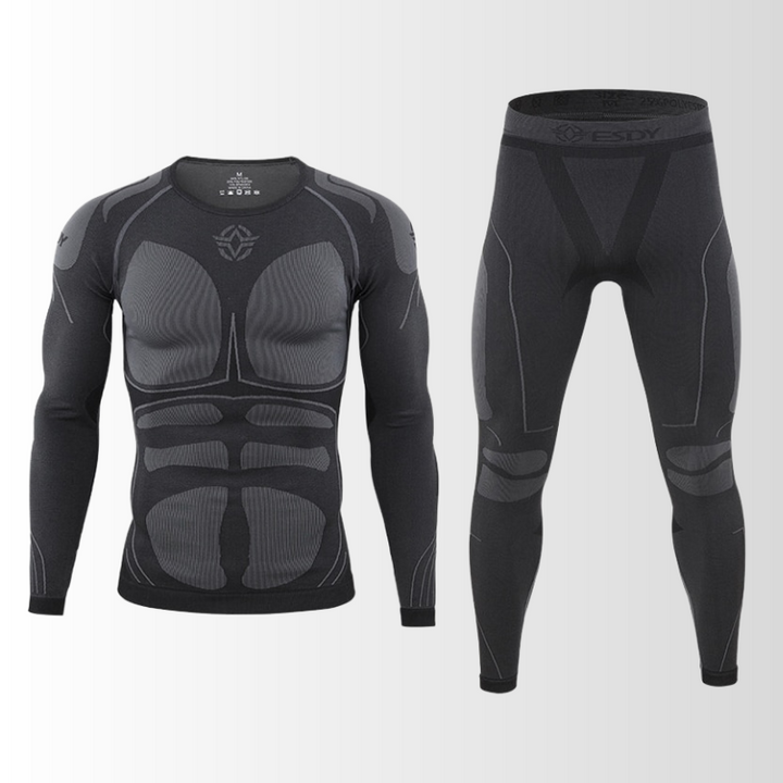 Warme heren thermisch ondergoed set voor koude winterdagen en skiën, biedt comfort en warmte.
