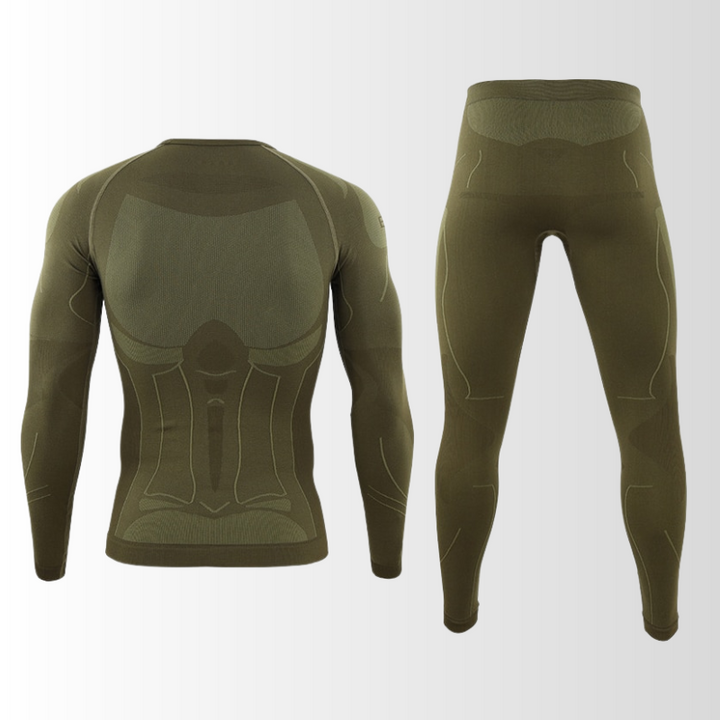 Close-up van de zachte stof van de heren thermisch ondergoed set, voor optimale warmte en comfort.