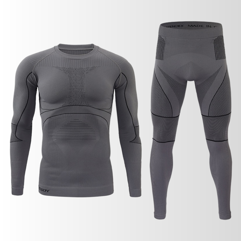 Vochtregulerende heren thermische basislaag set, houdt je droog en warm tijdens intensieve winter sporten.