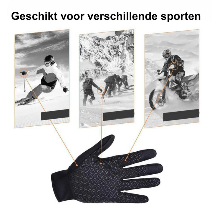 Praktische heren thermische handschoenen met touchscreen en waterdicht membraan, perfect voor fietsen en wandelen.