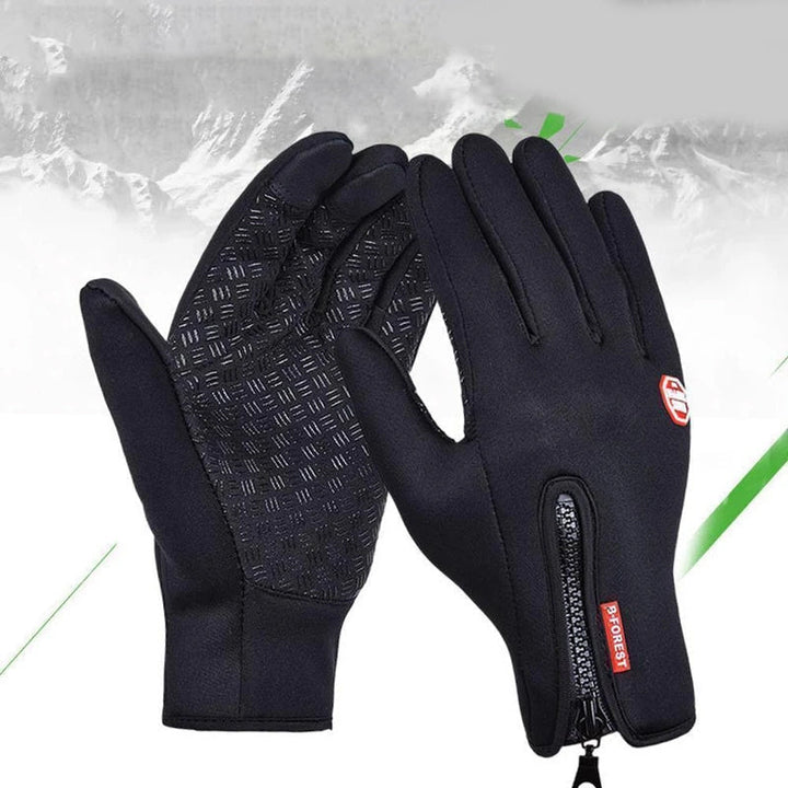 Zwarte heren winterhandschoenen met thermische voering, waterdicht en touchscreen-compatibel voor sport.