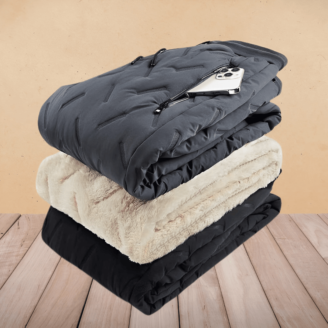 Close-up van de tailleband van de heren thermobroek, met verstelbare trekkoorden voor comfort.
