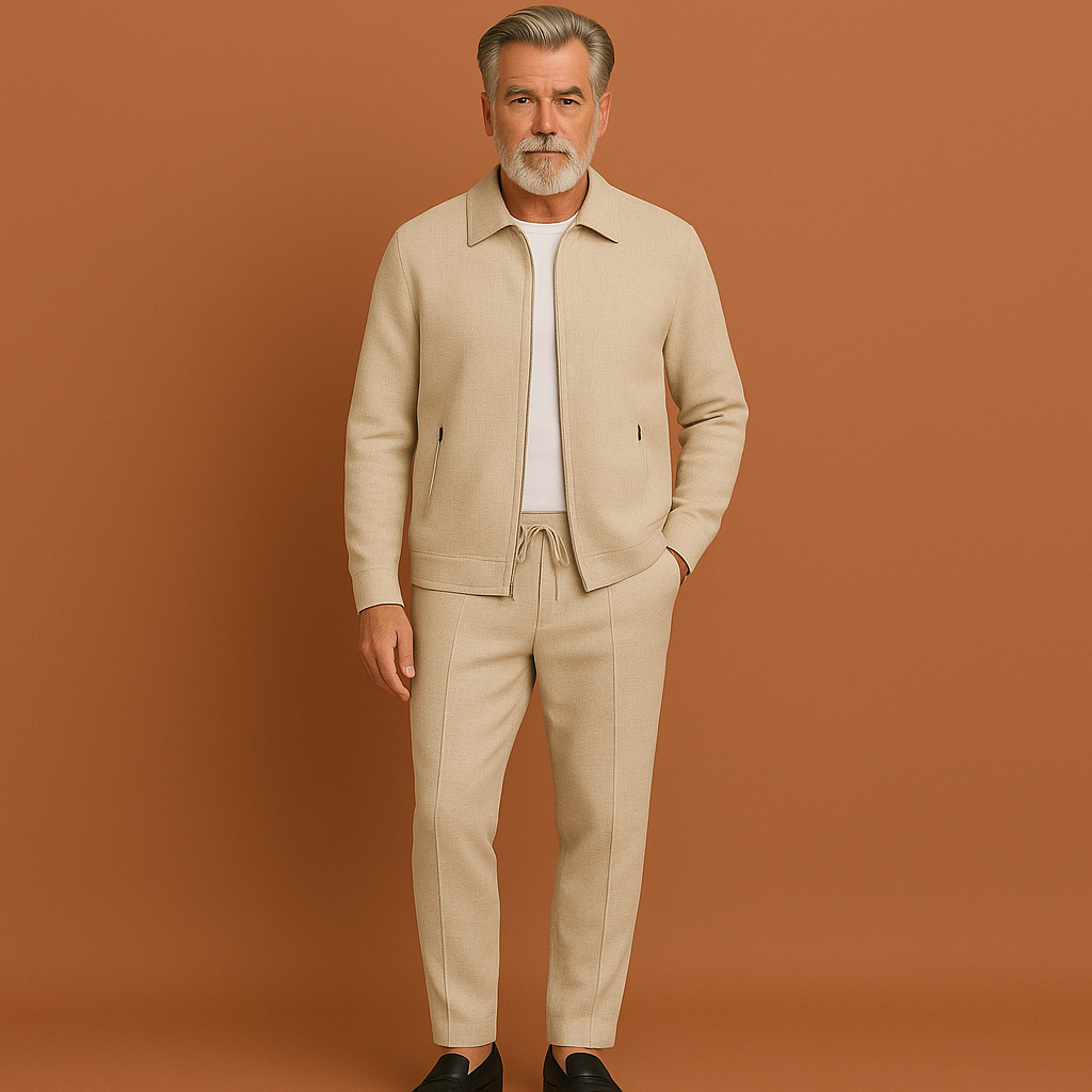 Heren trainingspak met ritsjack voor comfort en stijl. Ideaal voor sport of casual vrijetijd. Complete set.
