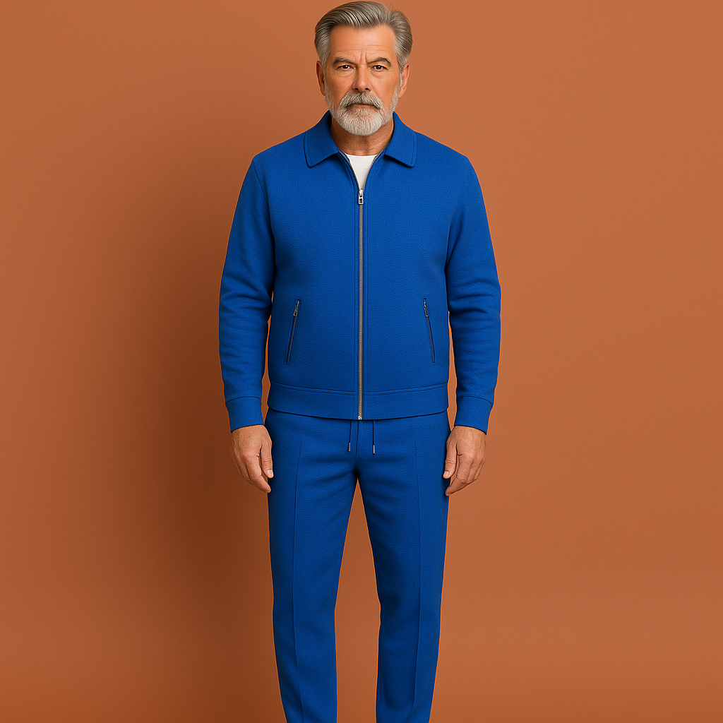 Modern heren trainingspak met trendy ritsjack. Veelzijdig voor lente, herfst en winter. Duurzaam comfort.