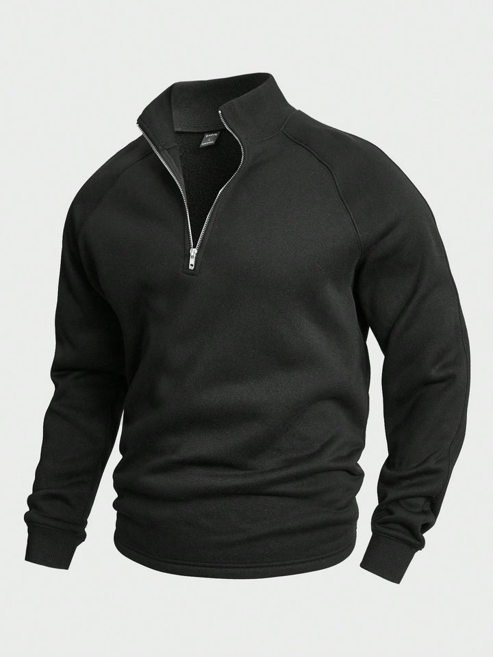 Heren trui met halve rits en opstaande kraag. Sportief en comfortabel sweatshirt voor dagelijkse kleding.