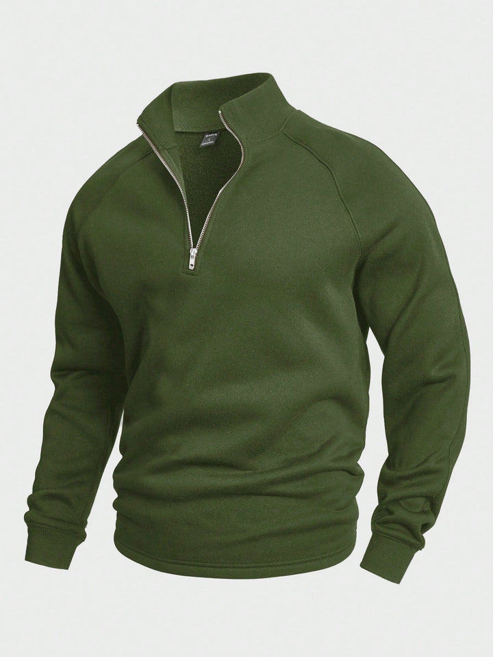 Comfortabele heren trui met opstaande kraag en halve rits. Ideaal voor een tijdloze, casual vrijetijdslook.