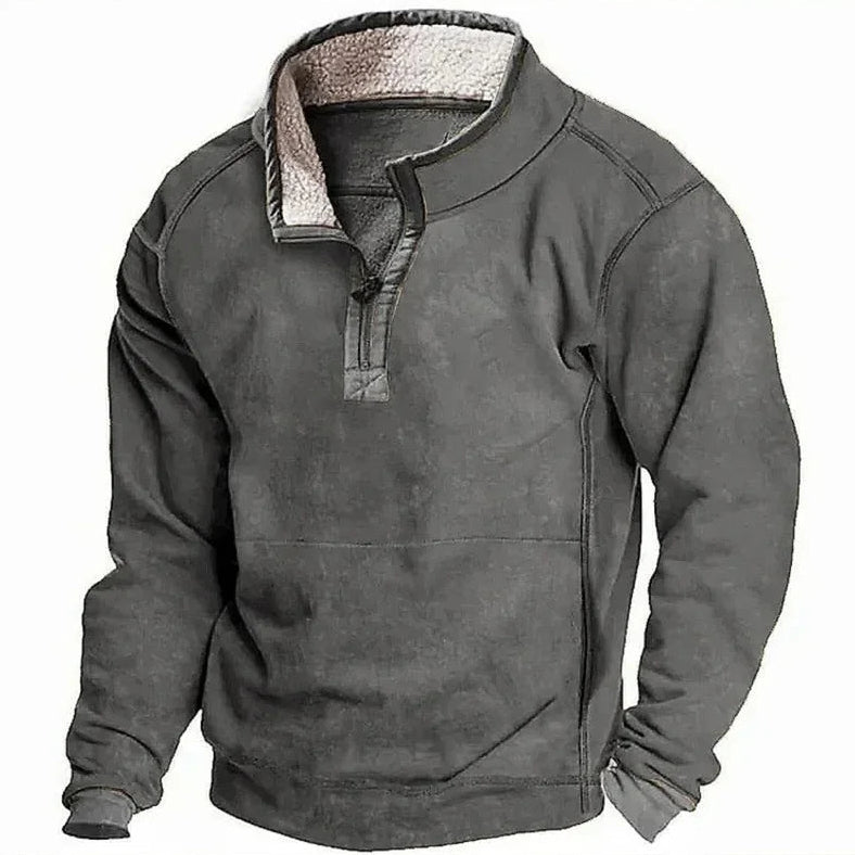 Heren trui met korte rits, ideaal voor koude dagen. Comfortabele lange mouwen, perfect voor casual herfstmode.