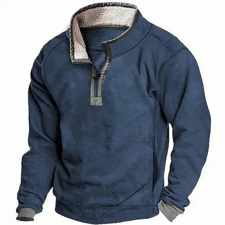 Warme heren trui met korte rits, lange mouwen en zacht materiaal. Ideaal voor comfort en stijl tijdens koude dagen.
