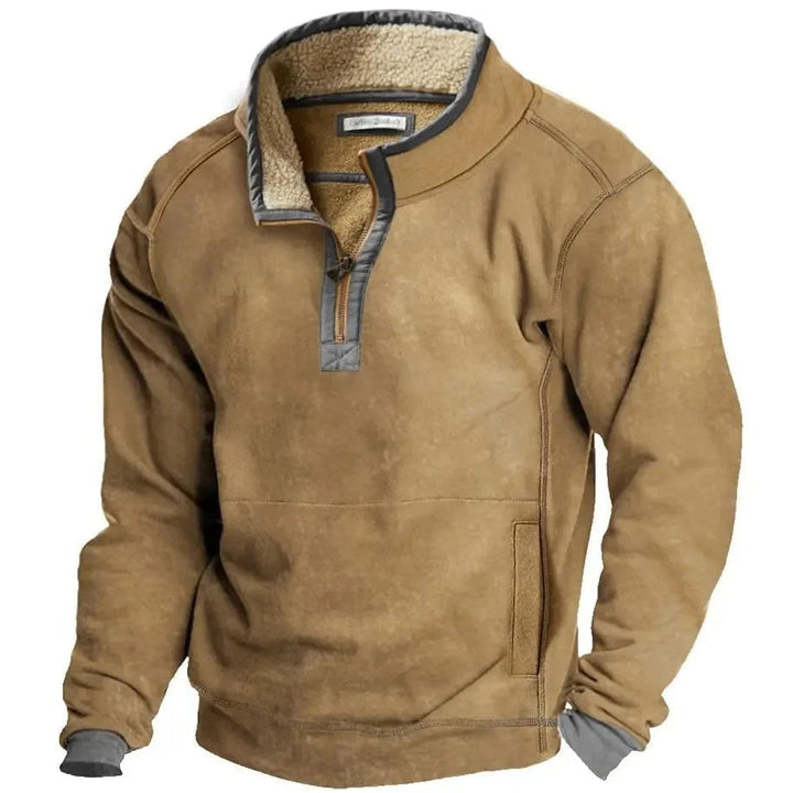 Casual heren trui met korte rits, essentieel voor herfstmode. Biedt comfort en warmte, stijlvol voor elke man.