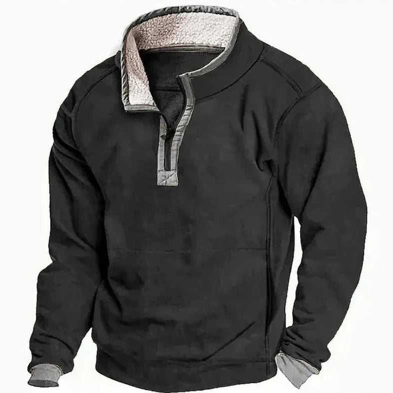Comfortabele heren trui met korte rits en lange mouwen. Perfecte warme trui voor de herfst en winter, outdoor geschikt.