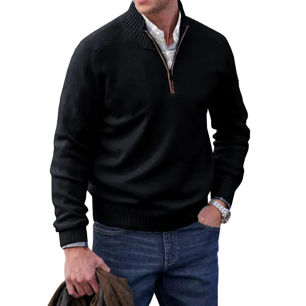 Stijlvolle heren trui met opstaande ritskraag. Comfortabel gebreid, ideaal voor casual en elegante outfits.