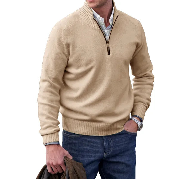 Elegante heren trui met ritssluiting. Zachte en comfortabele stof, essentieel voor de veelzijdige herengarderobe.
