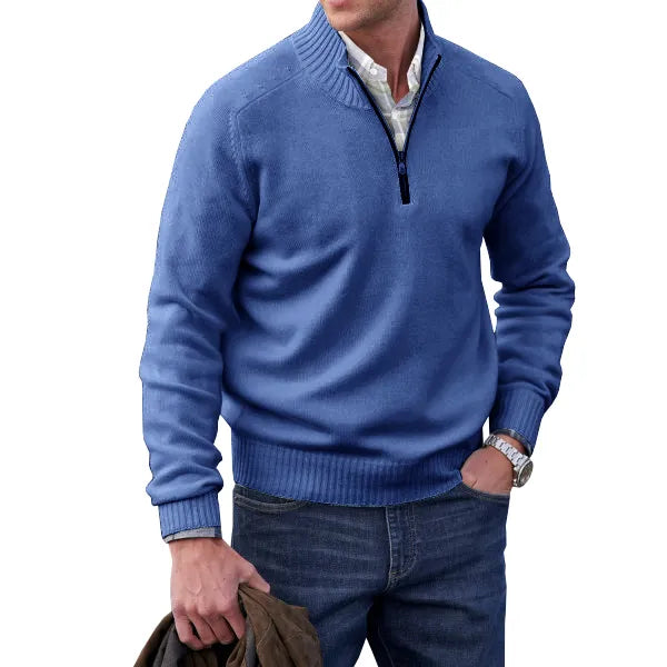 Heren trui met halve rits: een moderne en tijdloze keuze voor stijlvolle mannen. Comfortabele pasvorm.