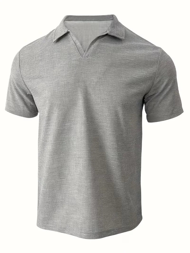 Zomerse herenpolo V-hals, korte mouwen, ademend en comfortabel voor herenmode.