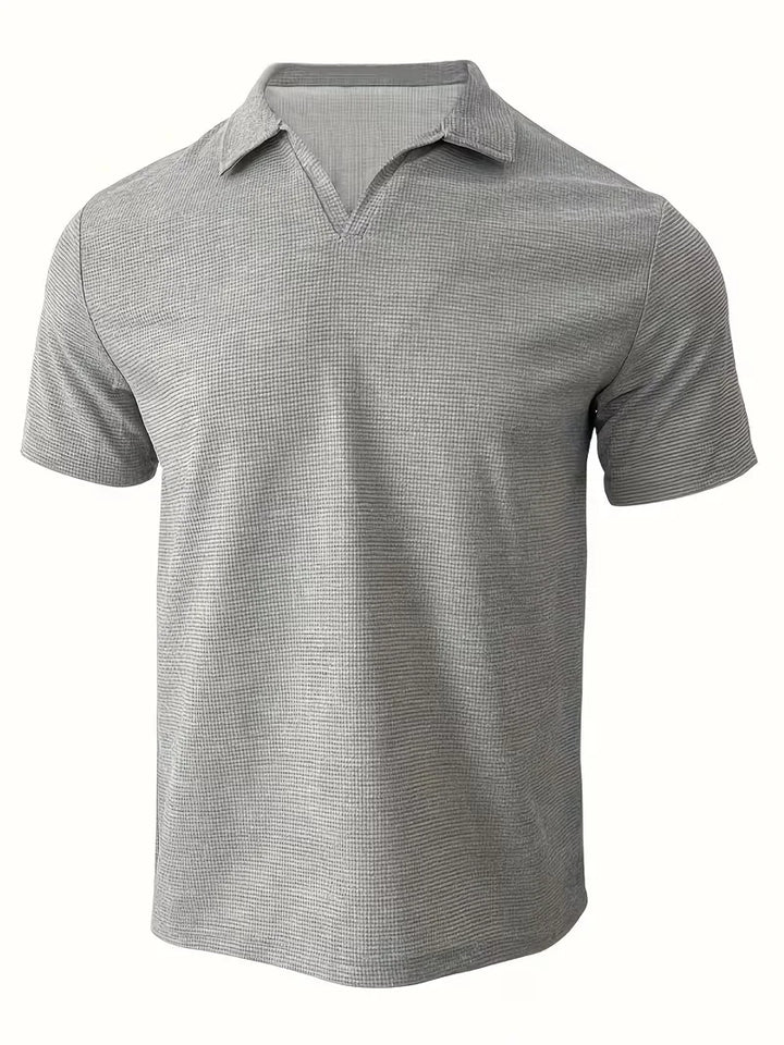 Zomerse herenpolo V-hals, korte mouwen, ademend en comfortabel voor herenmode.