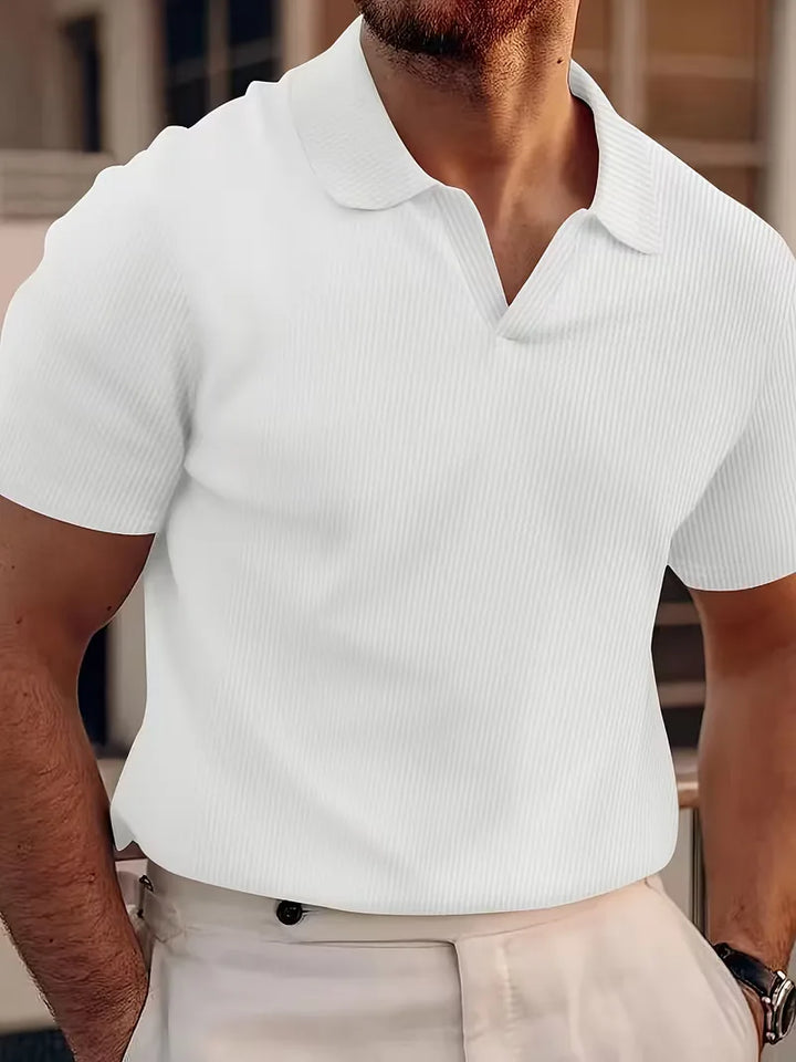 Basic heren V-hals polo met korte mouwen, veelzijdig en ideaal voor dagelijks gebruik.