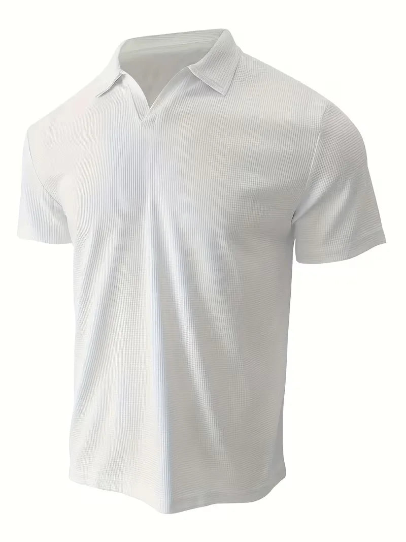 Veelzijdige herenpolo, V-hals, korte mouwen, voor zomerse outfits en vrije tijd.