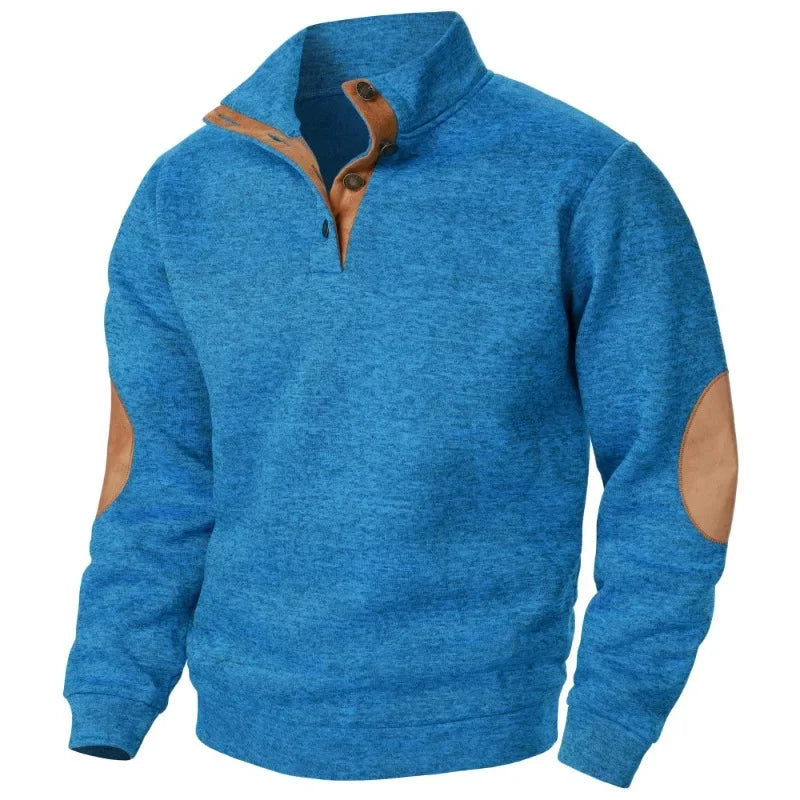 Donkergroen heren V-hals sweatshirt, comfortabele stretchstof, ideaal voor lente/zomer stijl