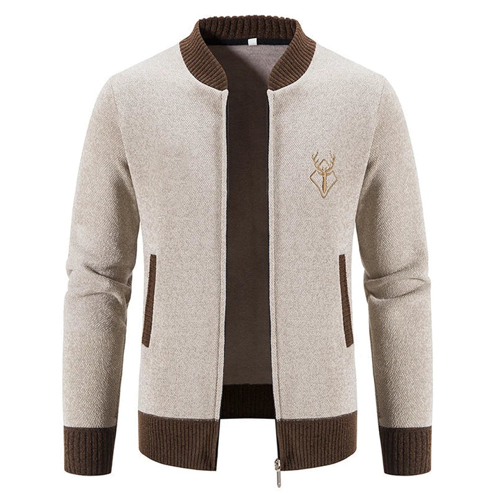 Heren vest met opstaande kraag en uniek herticoon. Stijlvol en comfortabel voor herfst en winter.