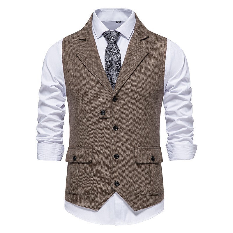 Heren vintage vest met knoopsluiting, klassieke stijl, perfect voor smart-casual looks.