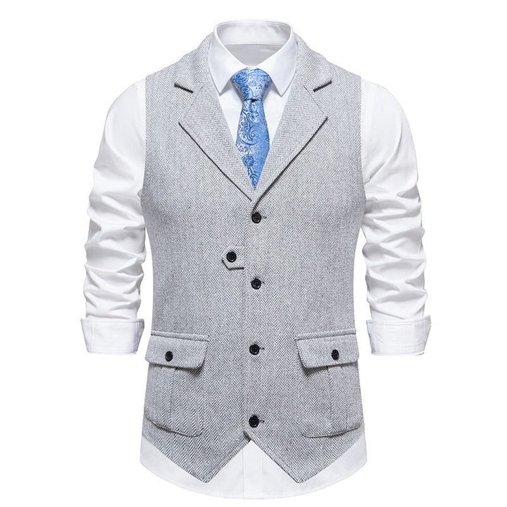 Elegant heren gilet, vintage stijl met knopen; tijdloos design voor formele en casual outfits.