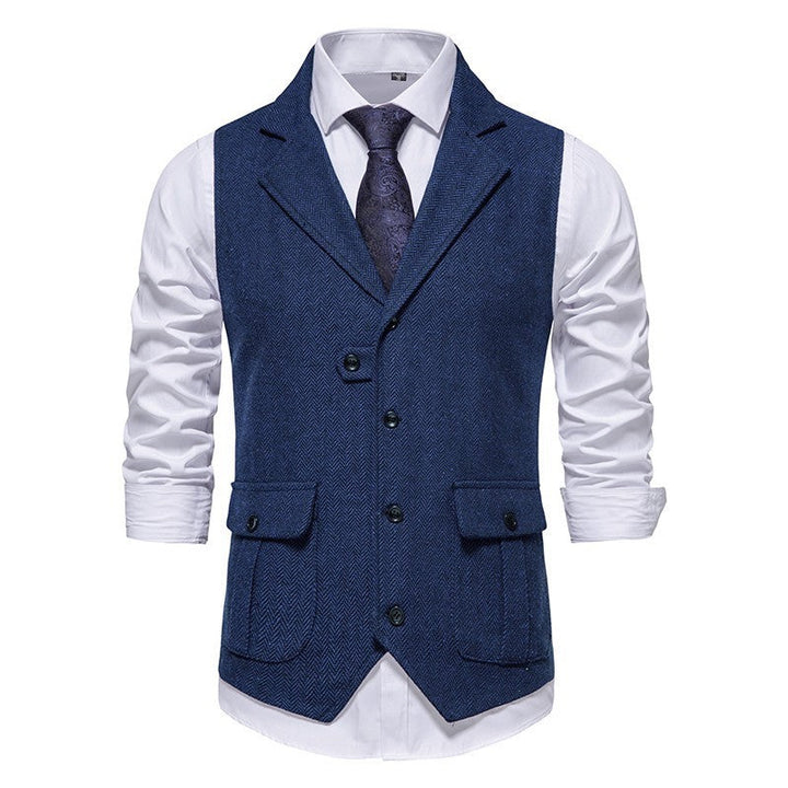Stijlvol heren vest met knoopsluiting, klassiek design, voor zowel business als casual laagjes; een tijdloos mode-item.