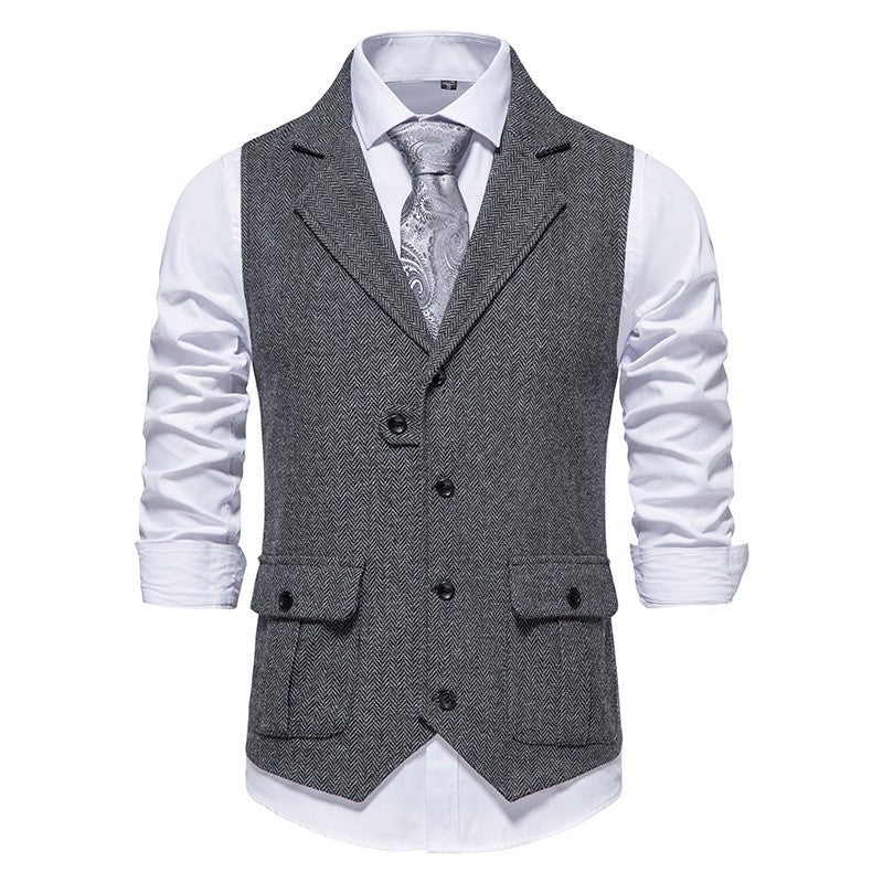Heren regular fit gilet, vintage look, met knopen; een essentieel kledingstuk voor een elegante en klassieke uitstraling.