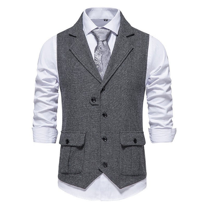 Heren regular fit gilet, vintage look, met knopen; een essentieel kledingstuk voor een elegante en klassieke uitstraling.