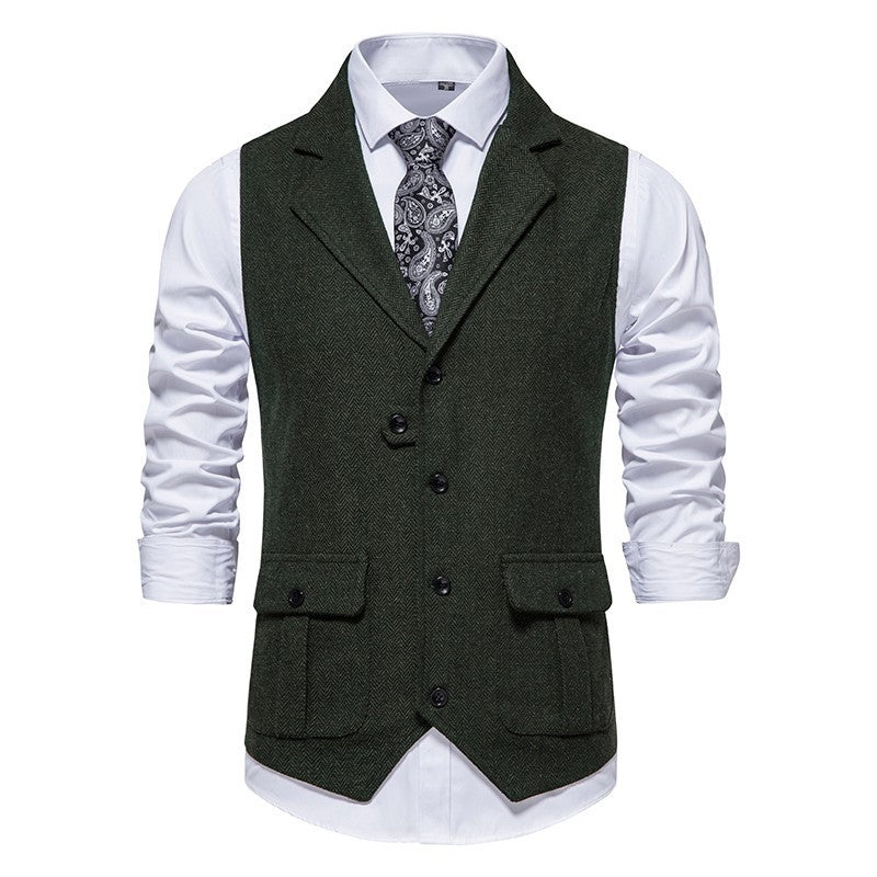 Mooi heren gilet, vintage klassieke stijl, met knopen; ideaal voor een zakelijke of smart-casual outfit.
