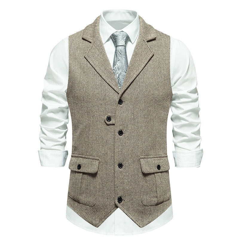 Heren vintage vest met knoopsluiting, veelzijdig voor laagjes, klassiek en elegant; perfect voor moderne modebewuste mannen.