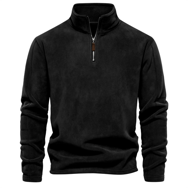 Duurzame heren trui met halve rits. Biedt warmte en comfort voor een actieve of casual look.
