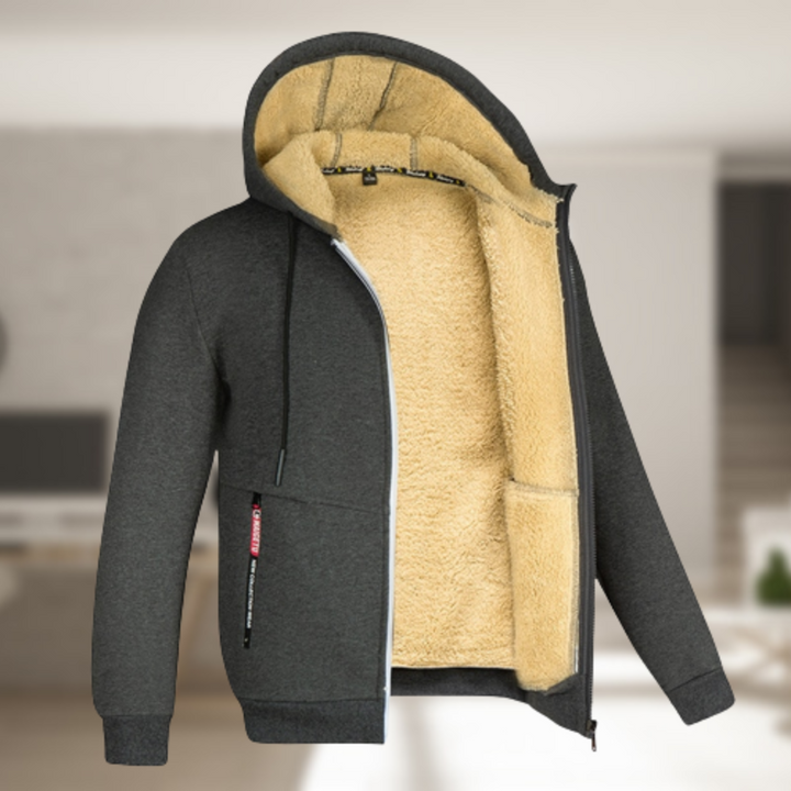 Heren warme winter hoodie met ritssluiting in een casual stijl, ideaal voor koude dagen.