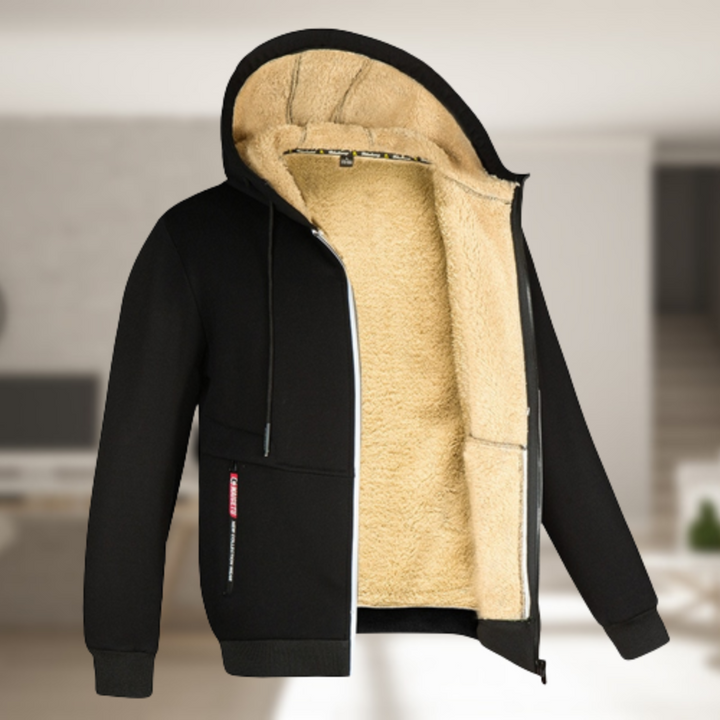 Comfortabele heren hoodie met volledige ritssluiting en zachte fleece voering voor winterkleding.